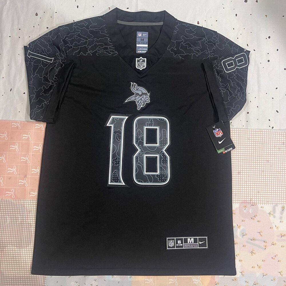 Justin Jefferson #18 Black Minnesota Vikings RFLCTV Limited Jersey
